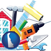 delaware map icon and home maintenance tools