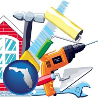 florida map icon and home maintenance tools