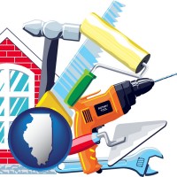 illinois map icon and home maintenance tools