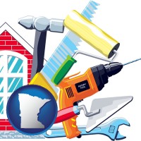 minnesota map icon and home maintenance tools