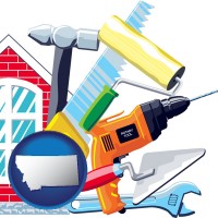montana map icon and home maintenance tools