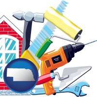 nebraska map icon and home maintenance tools