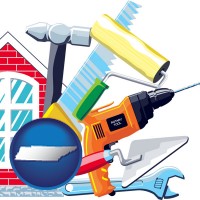 tennessee map icon and home maintenance tools